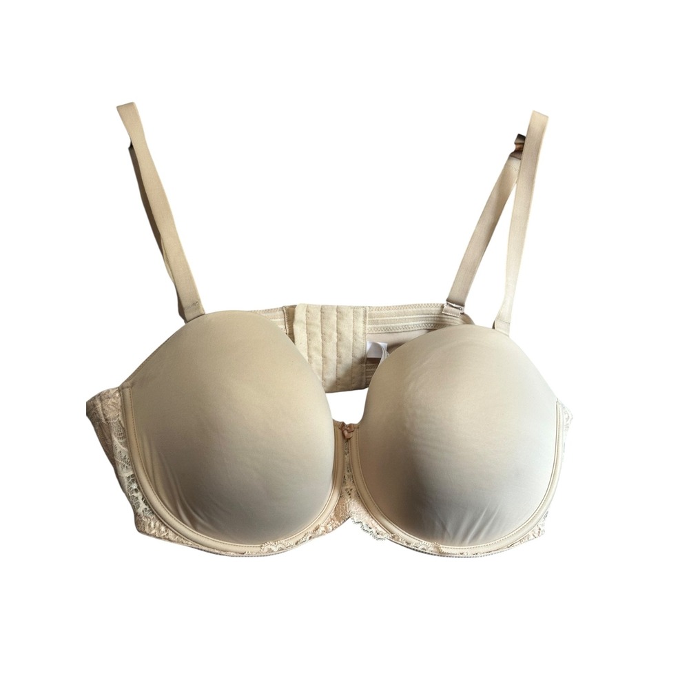 Auden Women's 44C Beige Lace Trim‎ Underwire Full Coverage Bra